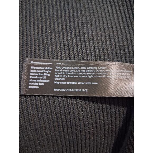 Eileen Fisher Blk Organic Linen & Cotton Womens size Petite Medium Open Cardigan - Picture 8 of 10